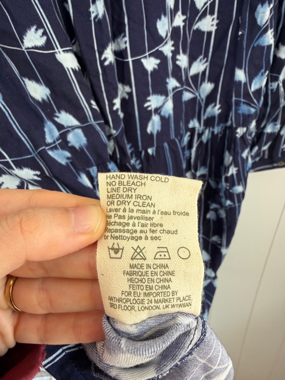 Anthropologie Semele Floral Shirt Dress Floral Embroidered Long-Sleeve Blue M - Picture 11 of 13